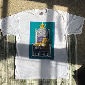 White Graphic Tee with Lion Print